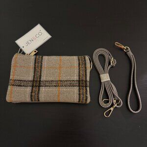 Riley Crossbody Wristlet / Clutch - Brown & Black Plaid Pattern - NWT